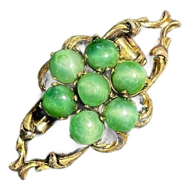 Art Deco (1920s-30s) Neiger Brothers of Gablonz, Czechoslovakia, Unsigned “Peking Jade” Glass Brooch For Sale