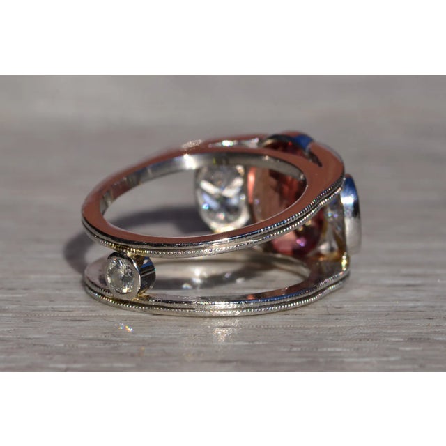 Metal The Russeldale: Ladies Vintage Platinum Ring set with Topaz and Diamonds For Sale - Image 7 of 11