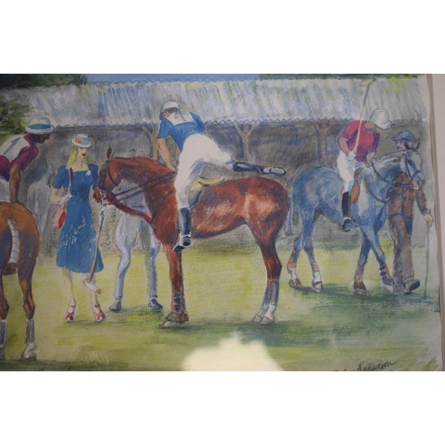 Late 20th Century British Polo Match #1 Watercolour by Helen Anderson (British, 20th Century) For Sale - Image 5 of 5