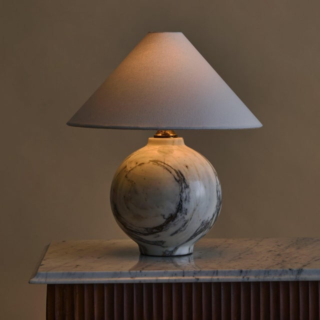 1970s French Spherical Marble Lamp For Sale - Image 4 of 13