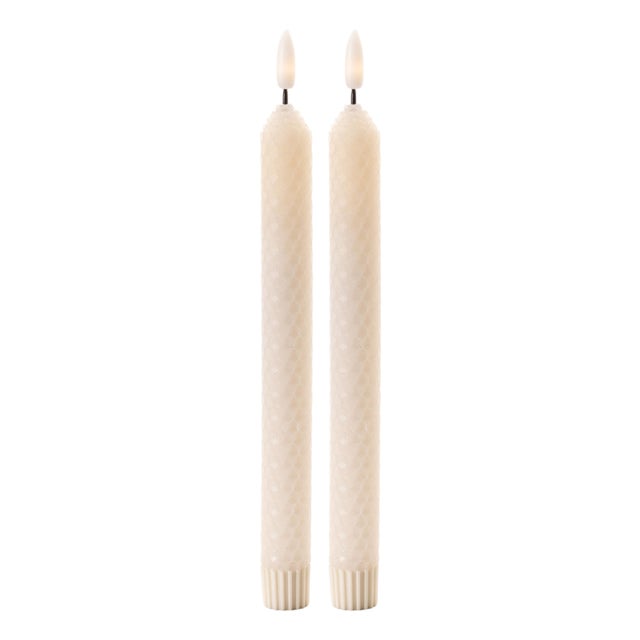 FIA WickBeige Textured Taper Candle (Set of 2) For Sale