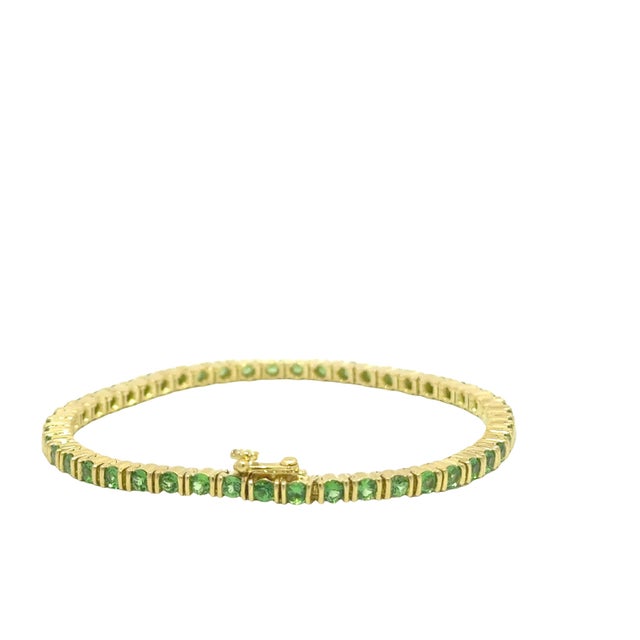 Jean Vitau Tsavorite 18k Yellow Gold Tennis Bracelet For Sale - Image 4 of 7