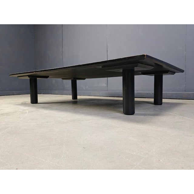 Boho Chic Belgian Ebonized Wenge and Bamboo Coffee Table by Axel Vervoord, 1980 For Sale - Image 3 of 11