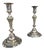 Louis XV Silvered Brass Candlesticks - a Pair For Sale