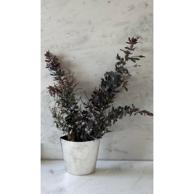 Mid Century Modernist Silver Metal Vase For Sale In Austin - Image 6 of 9