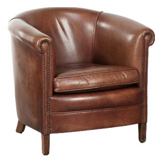 Club Chair in Cowhide Leather For Sale