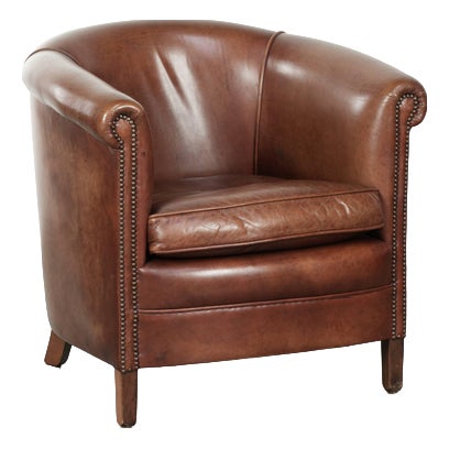 Club Chair in Cowhide Leather For Sale