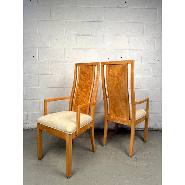 Mid 20th Century Set of 6 Vintage Burl Wood Dining Chairs For Sale - Image 4 of 12