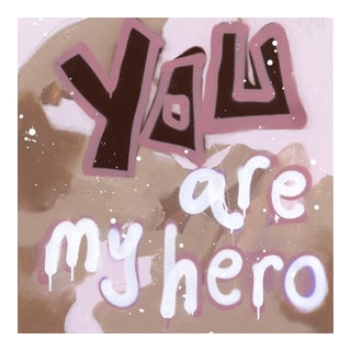 Forever My Hero - Inspiring Text Mauve Abstract Graffiti Original Artwork by Amber Goldhammer For Sale