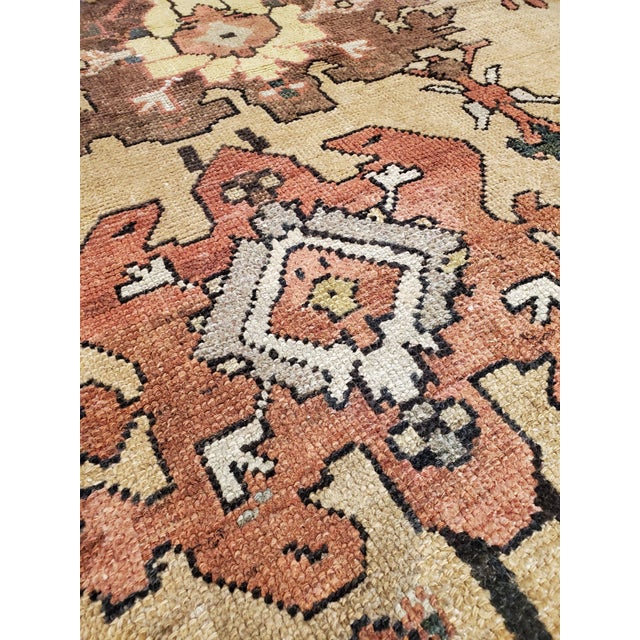 Brown Antique Bakshaish Carpet, Oriental Persian Handmade in Tan Brown, Blue and Red For Sale - Image 8 of 18