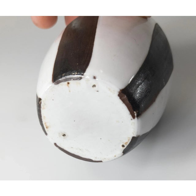 Mid-Century Modern Brown and White Striped Modernist Vase For Sale In New York - Image 6 of 7