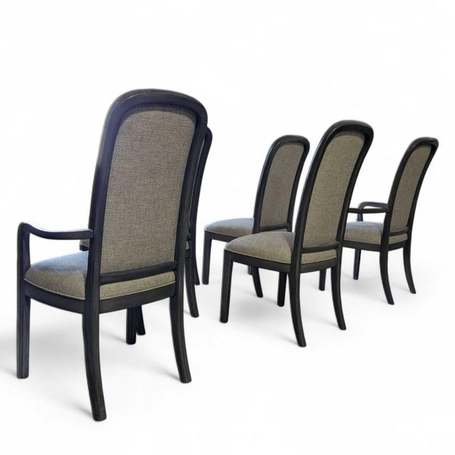 Late 20th Century Set of Six Reupholstered Grey Wood Dining Chairs For Sale - Image 17 of 18