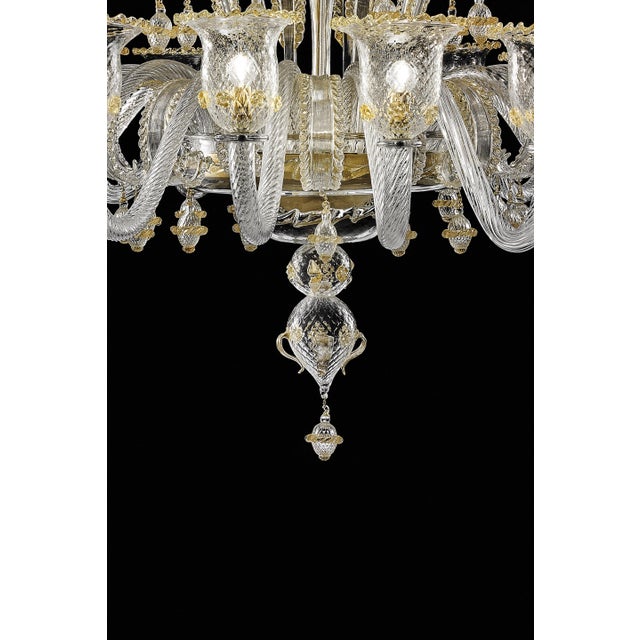 Huge Imperial Venetian "Rigadin" Murano Glass Chandelier With Gold Trimming For Sale - Image 4 of 9
