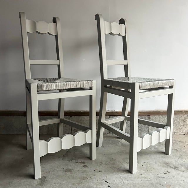 Contemporary 1980s Hand Carved Hacienda Counter Stools, Pair For Sale - Image 3 of 10