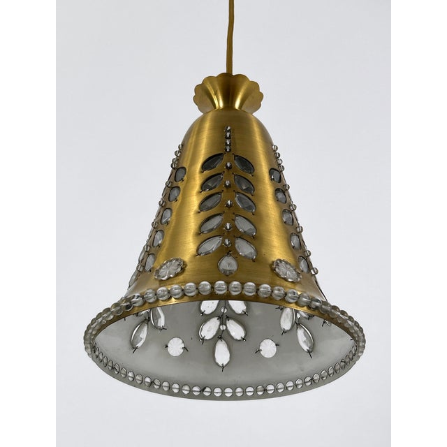 Mid-Century Pendant Lamp in Brass and Crystal by Oswald Haerdtl for Lobmeyr, Austria, 1950s For Sale - Image 17 of 18