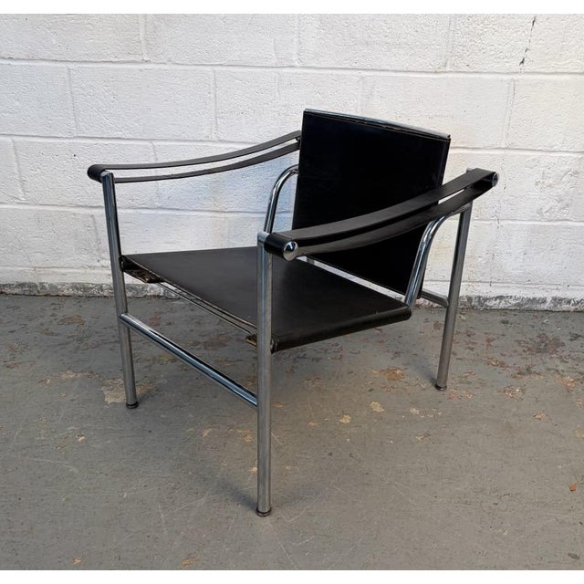 Vintage Le Corbusier Leather "Lc1 Basculant" Sling Chairs for Cassina For Sale - Image 14 of 17