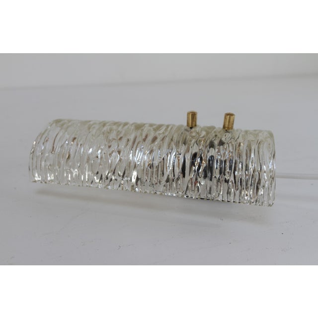 Metal Mid-Century Modern Swedish Glass and Brass Sconce by Carl Fagerlund for Orrefors, 1960s For Sale - Image 7 of 17