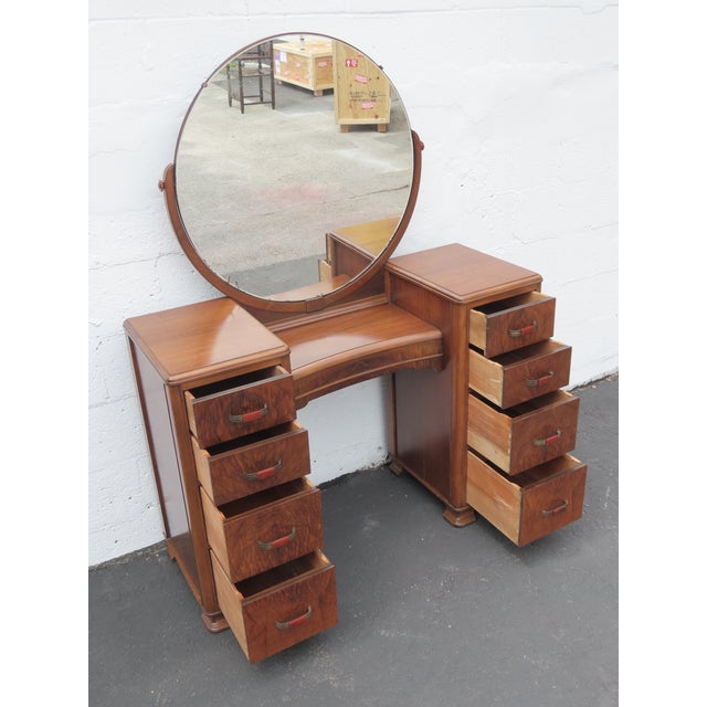 Wood 1920s Art Deco Vanity Makeup Table With Bakelite Handles 6580 For Sale - Image 7 of 18