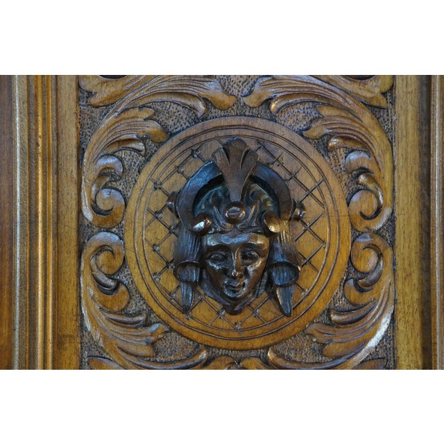 Antique 19th C. French Renaissance Revival Carved Walnut Buffet Hutch Cupboard For Sale - Image 9 of 18