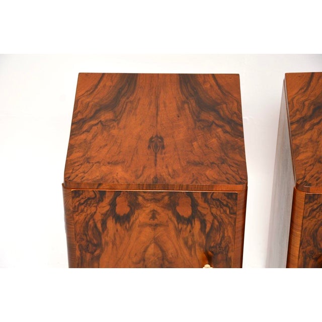 Wood Art Deco Burr Walnut Bedside Cabinets, 1930s, Set of 2 For Sale - Image 7 of 11