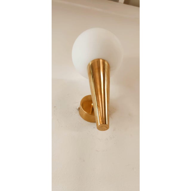 Brass Wall Light with White Sphere For Sale - Image 15 of 16