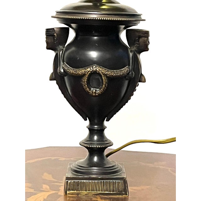 Antique Brass Fabric Shade Cherub Table Lamp, 1930s For Sale - Image 6 of 11