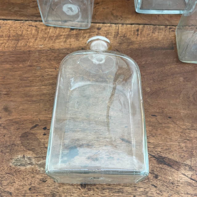 19th Century Antique 19th Century Delicate Hand Blown Etched and Decorated Bottle Decanters- Set of 4 For Sale - Image 5 of 9