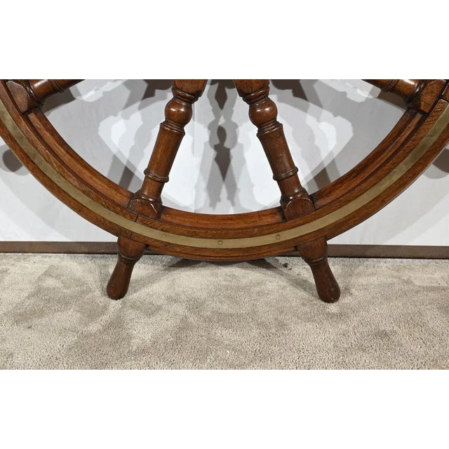 Teak Boat Wheel Bar For Sale - Image 6 of 12