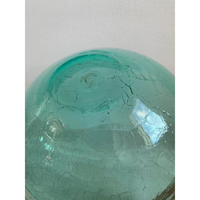 Late 20th Century Late 20th Century Tropical Turquoise Blown Crackled Glass Handmade Bowl For Sale - Image 5 of 10