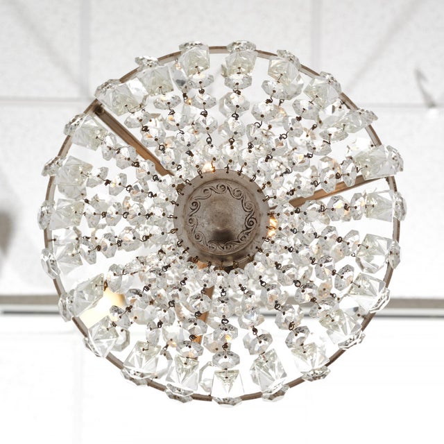 Antique Crystal Silver Chandelier For Sale - Image 9 of 9