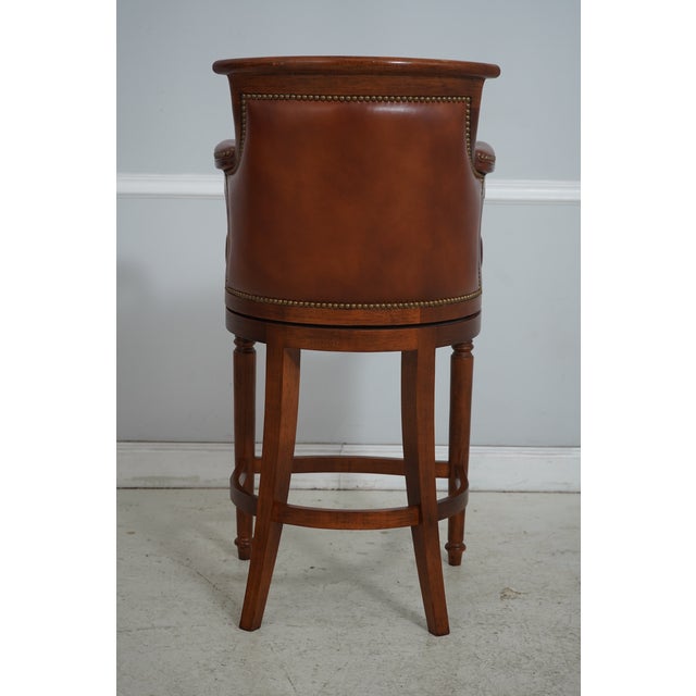 1990s Set of 3 Hancock & Moore Leather Bar Counter Chairs For Sale - Image 5 of 18