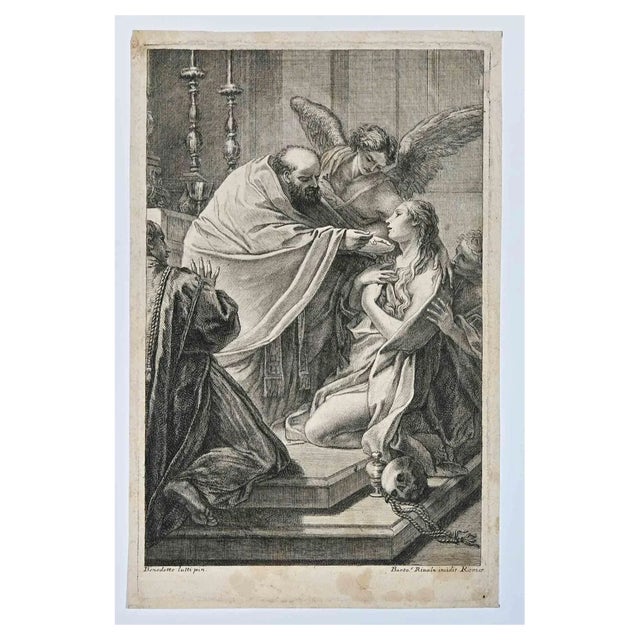 Bartolomei Rivalz, Saint Benedetto Luti, Etching, 18th Century For Sale