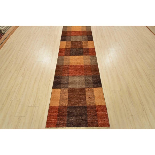 Contemporary Gabbeh Runner 3’2” X 9’11” Multicolor Wool Contemporary Hand-Knotted Rug For Sale - Image 3 of 14