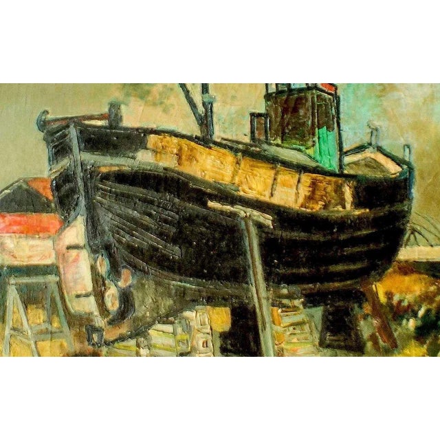 Shipyard - Oil on Canvas by Paul Guiramand - 1955 ca. 1955 ca. For Sale - Image 4 of 6