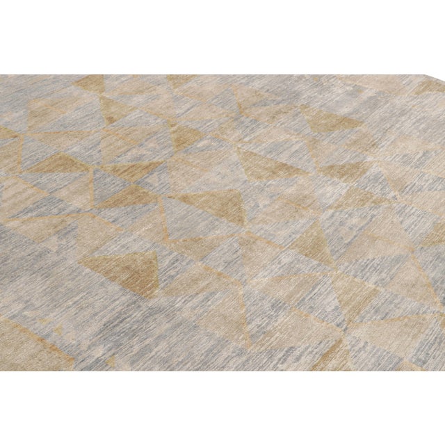 Rug & Kilim Rug & Kilim’s Scandinavian Style Rug in Blue and Beige-Brown Geometric Patterns For Sale - Image 4 of 7