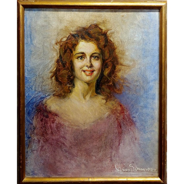Christian Von Schneider -Portrait of Daughter -Oil painting oil painting on canvas -Signed frame size 26 x 32" canvas size...