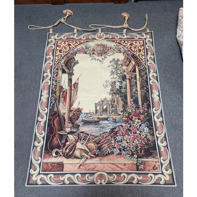 Arazzo Hanging Tapestry With Golden Rope Coils, Set For Sale - Image 12 of 12