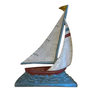 Vintage Sailboat Door Stop Metal Door Stop Vintage Nautical Vintage Door Stop Vintage Statue Cabin Decor Lake Home Beach Home For Sale