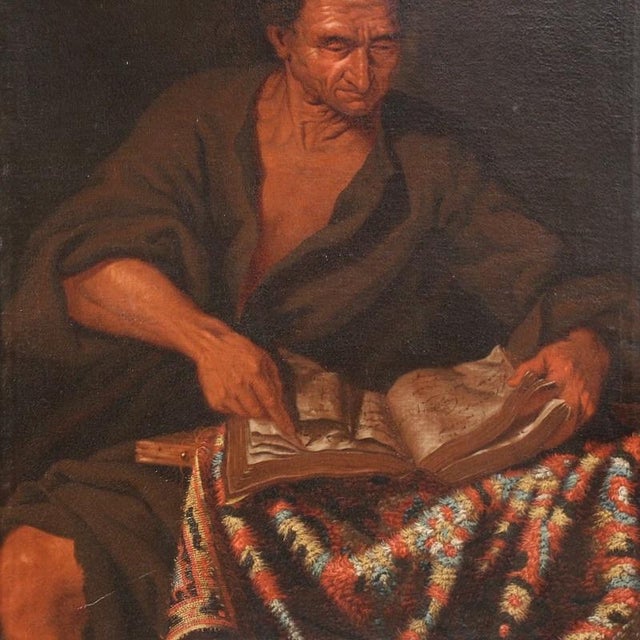 17th Century Italian Artist, Philosopher in His Study, 1670, Oil on Canvas For Sale - Image 5 of 16