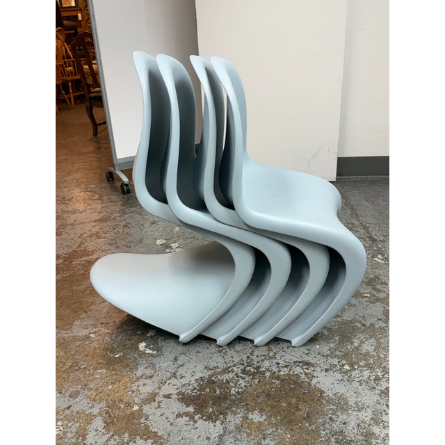 Blue Verner Panton for Vitra Panton Chairs, Set of Four For Sale - Image 8 of 12