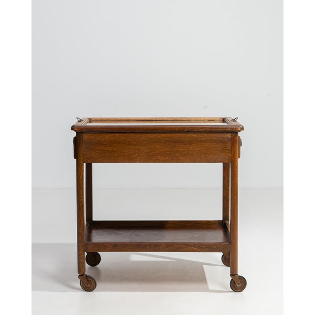 French Oak Bar Cart, Antique, France, Circa 1950 For Sale - Image 12 of 14