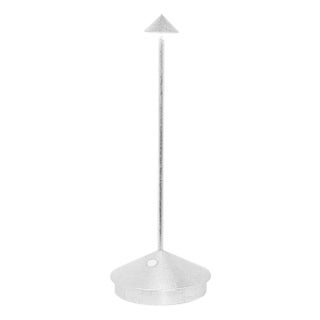 Zafferano Pina Pro Rechargeable Indoor/Outdoor Cordless Table Lamp, Silver Leaf For Sale