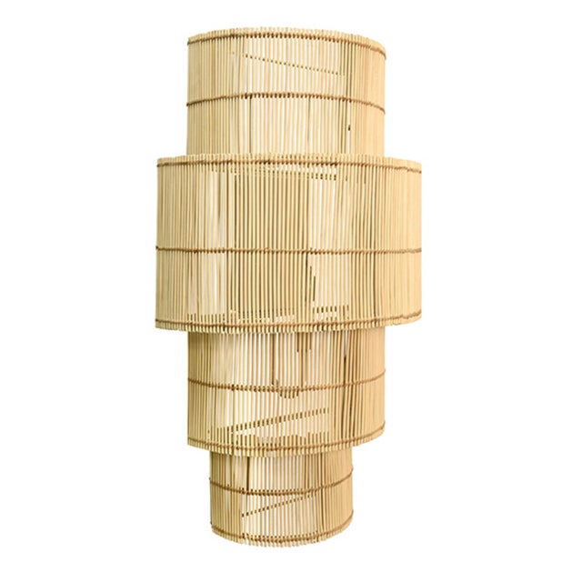 Contemporary Matthew Izzo Home Tia Four Tiered Natural Rattan Wall Sconce For Sale - Image 3 of 6