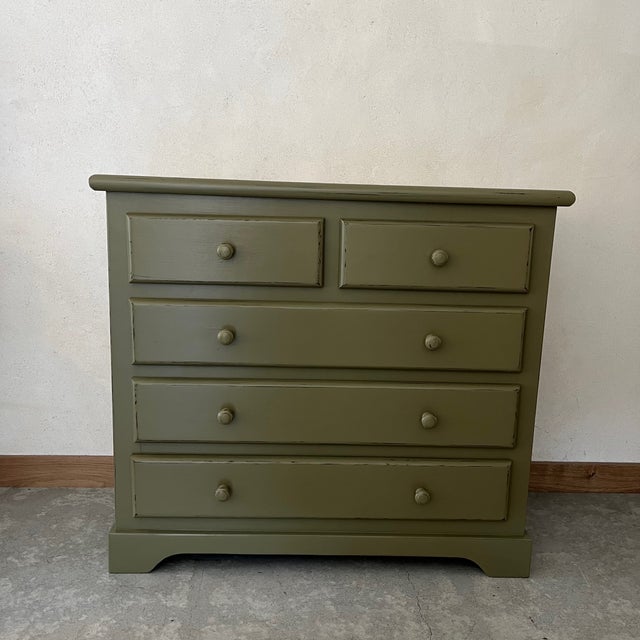 Wood Green Patinated Chest of Drawers For Sale - Image 7 of 7