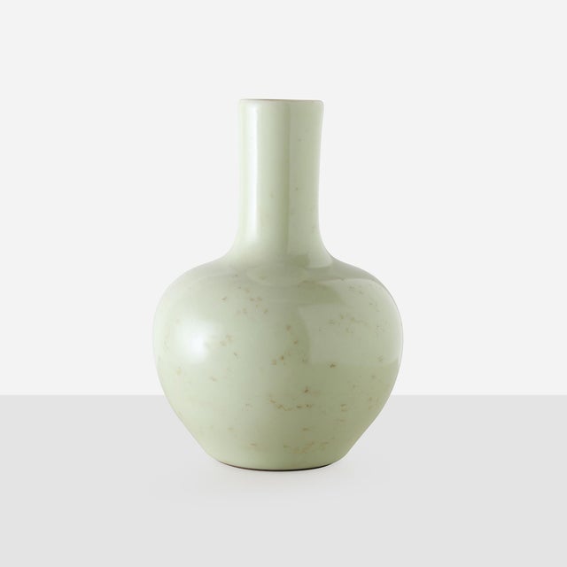Mid 20th Century Celadon Glaze Long Necked Bottle Vase For Sale - Image 4 of 7
