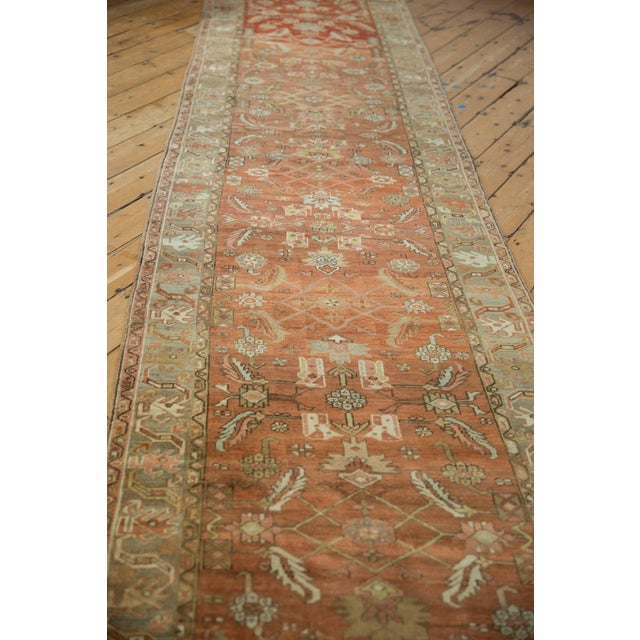 Chestnut 1930s Vintage Persian Heriz Herati Wool Rug Runner For Sale - Image 8 of 13