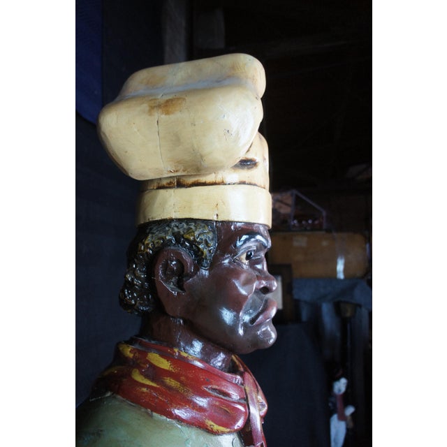Wood Mid 20th Century Monumental Life Size French Carved Folk Art Restaurant Chef Baker Statue 87" For Sale - Image 7 of 12