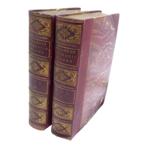 Antique Leatherbound Volumes of Moliere - A Pair