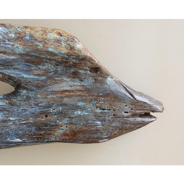 Acquired from an old Florida closed restaurant. Driftwood abstract folk art fish wall hanging, still with remnants of...