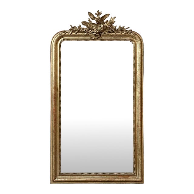 19th Century French Louis XVI Giltwood Mirror With Lovebirds For Sale
